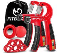 FitBeast Kit d'Entraînement pour Renforcer Prise en Main 5 Pièces, 2 Résistance Ajustable pour Avant-Bras, Étireurs de Doigts, Anneau de Préhension et Balle de Soulagement du Stress (Crimson)