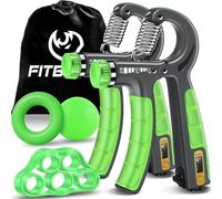 FitBeast Kit d'Entraînement pour Renforcer Prise en Main 5 Pièces, 2 Résistance Ajustable pour Avant-Bras, Étireurs de Doigts, Anneau de Préhension et Balle de Soulagement du Stress (Vert Clair)