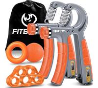 FitBeast Kit d'Entraînement pour Renforcer Prise en Main 5 Pièces, 2 Résistance Ajustable pour Avant-Bras, Étireurs de Doigts, Anneau de Préhension et Balle de Soulagement du Stress (Orange)