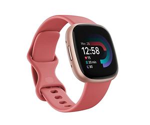 Fitbit Google Versa 4 Montre connectée Sport avec Un abonnement de 3 Mois à Google Health Premium Inclus et Jusqu’à 6 Jours d’autonomie de Batterie - Sable Rose/Aluminium Rose cuivré