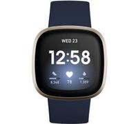 Fitbit Versa 3 - Aluminium en or doux - montre intelligente avec bande - silicone - minuit - taille du bracelet : S/L - Wi-Fi, NFC, Bluetooth G