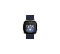 Fitbit Montre intelligente Versa 3 – Aluminium or doux 40 mm GPS Wi‑Fi NFC – Bracelet silicone minuit