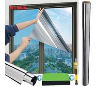 FITCXJX Film Fenetre Anti Chaleur Miroir, 99% Anti-UV Film Anti-Regard Protection Solaire Film Miroir Intimite Film Occultant Fenêtre Maison Bureau Magasin Argent(90x400cm)