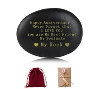 FitDA Cadeau Couple, Pierre Gravée « Happy Anniversary », Saint Valentin Cadeaux Personnalisés Romantique, Idee Cadeau pour Son Copain ou Copine, Avec Cartes de Vœux et Sacs Cadeaux
