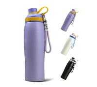 FitDA Gourde Isotherme 600ml 18/8 Inox Thermos Café Double Isolation Étanche sans BPA Poignée de Transport pour randonnée Fitness Camping Enfant École