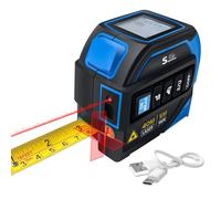Fitdays Mètre Laser 3-en-1 avec Ligne Croisée | 40m Laser + 5m Ruban AutoBloc | Grand Écran LCD (m/ft/in) & Calculs Surface/Volume | Bricolage, BTP, Professionnels(ZB-4in1-Bleu)