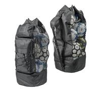 Fitdom Grand Sac de Ballon de Football en Maille Robuste avec bandoulière réglable pour entraîneur. 2 Poches Avant pour Accessoires de Sport. Idéal pour Tous Les équipements d'extérieur et Aquatiques