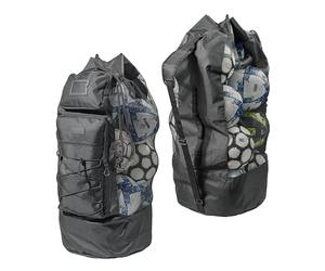 Fitdom Grand Sac de Ballon de Football en Maille Robuste avec bandoulière réglable pour entraîneur. 2 Poches Avant pour Accessoires de Sport. Idéal pour Tous Les équipements d'extérieur et Aquatiques