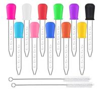 FITDON 11 Pièces Pipettes compte-gouttes en silicone et 2 brosses de nettoyage, Pipette Dropper pour Laboratoire Enfant und Alimentaire, Bonbons, Animaux Domestiques, Plantes
