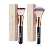 FITDON Lot de 2 pinceaux de maquillage Kabuki pour fond de teint et poudre bronzante pour liquide, crème et poudre