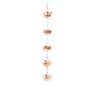 FITEGBAPY Rain Chain 1m Copper | Elegant Flower Shape Replaces Downspout | Decorative Rain Catcher for Garden/Yard/Temple | Weatherproof Easy Install (en Forme de Fleur)