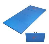 Fitem Tapis de Sol Pliable Epais Haute Gamme Taille 240 x 120 x 4 cm (Bleu) avec Poignets de Transport pour Gym, Yoga, Sport