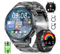 FITFLEX 2026 Montre Connectée Homme, Batterie 1000mAh Smart Watch avec 1,53" HD écran Appels Bluetooth, 120+Modes Sportifs, Lampe de Poche, Analyse de la Fréquence Cardiaque et du Sommeil,iOS Android