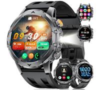 FITFLEX Montre Connectée avec Appel Bluetooth, 1.53" HD AMOLED Smartwatch Homme avec Batterie 1000 mAh/Lampe de Poche/120+Sportifs Fitness Smart Watch/Sommeil, Etanche IP68, iOS Android