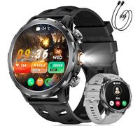 FITFLEX Montre Connectée Homme avec 1000 mAh Appel Bluetooth, 1,7" HD Écran Militär Smartwatch avec 100+ Mode Sportif,Lampe de Poche,Fréquence Cardiaque,SpO2,Sommeil IP68 Imperméable pour Android iOS