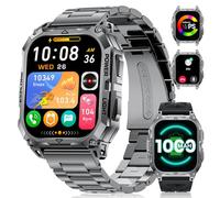 FITFLEX Montre Connectée Homme avec 1000mAh/2.01" HD Grand Écran Militaire Smartwatch avec Appel Bluetooth,Moniteur de Fréquence Cardiaque/Sommeil/120 Modes Sportifs, IP68 Étanche Android iOS,Noir
