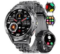 FITFLEX Montre Connectée Homme avec Appel Bluetooth, 1.43'' AMOLED Smartwatch avec Lampe Torche, 530mAh, Moniteur de Sommeil, IP68 Étanche, 120+ Sportifs Montre Intelligente pour Android iOS