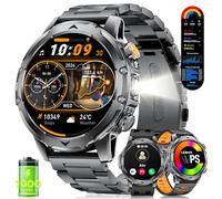 FITFLEX Montre Connectée Homme avec Appel Bluetooth, 1.53" HD Smartwatch avec Batterie 1000 mAh(60+Standby Zeit)/Lampe de Poche/120+ Sportifs/Sommeil, IP68, Fitness Montre Connecté iOS Android