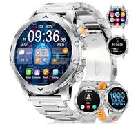 FITFLEX Smartwatch Homme avec Batterie 1000 mAh, 1.53" HD AMOLED Montre Connectée Homme avec Appel Bluetooth/Lampe de Poche/120+Sportifs Fitness Watch/Sommeil, Etanche IP68, iOS Android Smart Watch