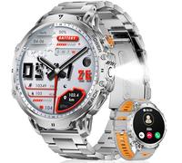 FITFLEX Smartwatch Homme avec Batterie 1000 mAh, 1,85" HD écran Appels Bluetooth Montre Connectée, 120+Modes Sportifs, Lampe de Poche, Analyse de la Fréquence Cardiaque et du Sommeil, Android/iOS