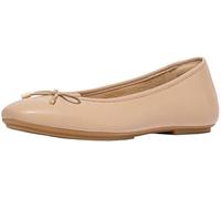 FitFlop Delicato Ballerines Plates en Cuir métallique Souple avec nœud pour Femme, Beige Classique, 43 EU