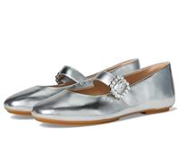 FitFlop Delicato Mary Janes Ballerines plates en cuir avec boucle en cristal pour femme, Argenté, 38 EU
