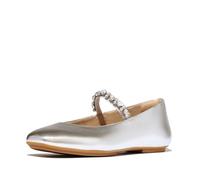 Fitflop Delicato Pearls-and-Crystal Leather Ballet Flats, Chaussures type femme, argent, 38 EU, argent métallique, 38 EU