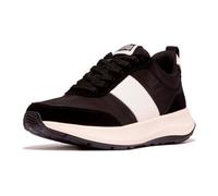 FitFlop F-Mode Baskets Plates en Tissu/Daim/Cuir pour Femme, Noir, 36 EU