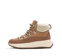 Fitflop F-Mode Bottines à lacets en daim avec col en peluche pour femme Marron désert Taille 37, Beige sable, 37 EU