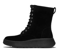 Fitflop F-Mode Bottines plates à lacets en daim pour femme, noir, 37 EU, tout noir, 37 EU