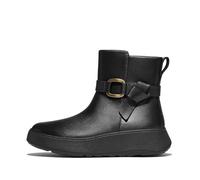 Fitflop F-Mode Bottines plates en cuir à anneau carré pour femme, Noir, 37 EU