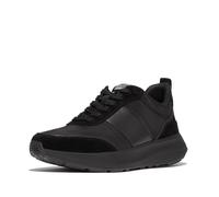 FitFlop F-Mode Flow Fabric/Suède/Cuir Chaussures de Sport Plates pour Femme, Fällt Normal aus, Tout Noir, 36 EU