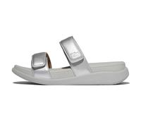 FitFlop F-Mode Go Sandales compensées réglables à deux barres pour femme, Argenté, 37 EU