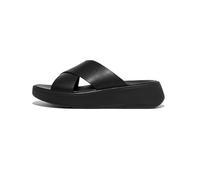 Fitflop Femme F-Mode Leather Flatform Cross Slides Sandale Glissante, Tout Noir, 37.5 EU