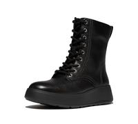 Fitflop F-Mode Stitch Warm Tumb Bottines à lacets en cuir pour femme, Noir, 38 EU