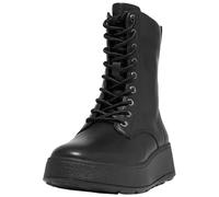 Fitflop Femme Bottines Plates à Lacets en Cuir F-Mode Bottes, Tout Noir, 38.5 EU