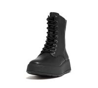 Bottines FitFlop Femme F-Mode Leather Lace-Up Flatform Ankle Boots All Black-Taille 37