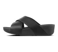 Fitflop F-Mode Sandales compensées en cuir pour femme, tout noir, 38 EU