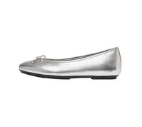 Fitflop Femme Delicato Ballerines Plates en Cuir métallique Souple avec nœud Chaussure, Argenté, 42.5 EU
