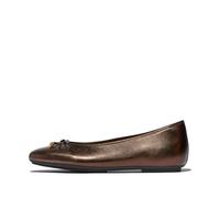 Fitflop Femme Delicato Bow Soft Metallic-Leather Ballet Flats Ballerines, Marron Chocolat métallisé, 38.5 EU Étroit
