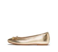 Fitflop Femme Delicato Bow Soft Metallic-Leather Ballet Flats Ballerines, Platino, 41.5 EU Étroit