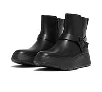 Fitflop Femme F-Mode Bottines Chelsea Plates en Cuir avec nœud plié Bottes, Noir, 37 EU