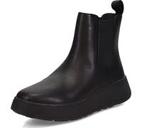 Fitflop Femme F-Mode Bottines Chelsea Plates en Cuir, Tout Noir, 39 EU