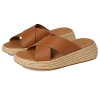 Fitflop Femme F-Mode Espadrille Leather Flatform Cross Slides Sandale Glissante, Deep Tan, 41 EU