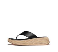 Fitflop Femme F-Mode Espadrille Leather Flatform T/Post Sandals, Noir, 38 EU