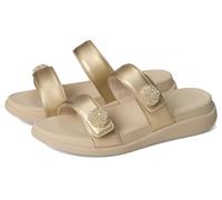 Fitflop Femme F-Mode Go Beadie-Button Adj. Flatform 2-Bar Slides Sandale, Platino, 38 EU