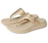 Fitflop Femme F-Mode Go Beadie-Button Adj. Flatform T/P Sandals, Platino, 41 EU