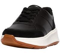 Fitflop Femme F-Mode Leather/Suede Flatform Sneakers Basket, Noir, 38 EU