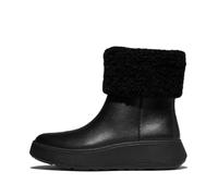 Fitflop Femme F-Mode Shearling-Collar Zip-up Leather Ankle Boots Bottine, Tout Noir, 36 EU