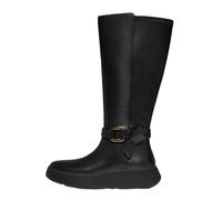 Fitflop Femme F-Mode Square-Ring Leather Flatform Tall Boots Botte Haute Jusqu'au Genou, Noir, 38 EU